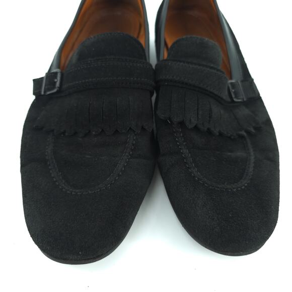 Vintage Men Black Nubuck Suede Kiltie Buckle Pebble Leather Trim Dress Loafer 42 - Picture 12 of 12